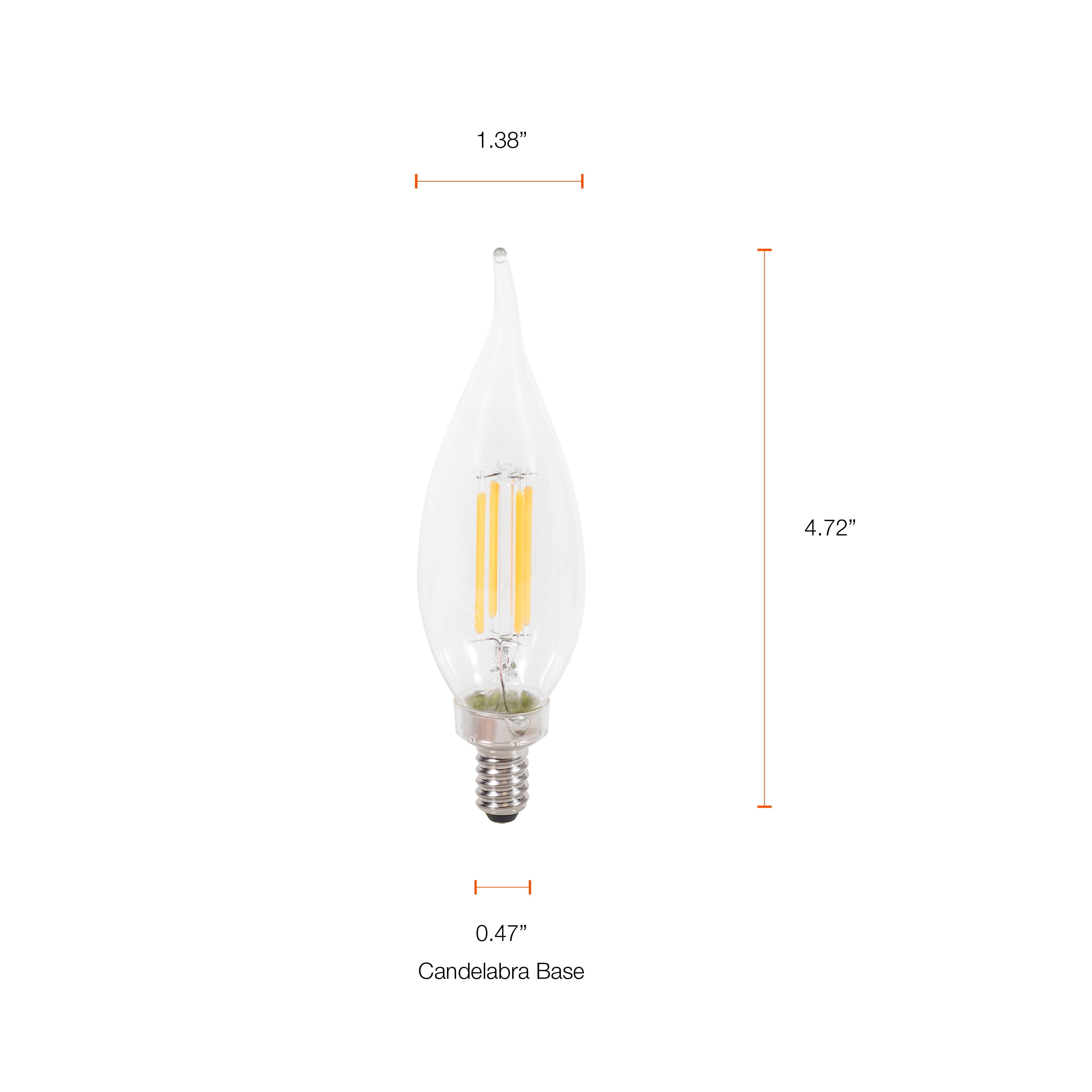 Sylvania LED Reduced Eye Strain B10 Light Bulb, 60W, Candelabra, Dim, Daylight, 12 Pack