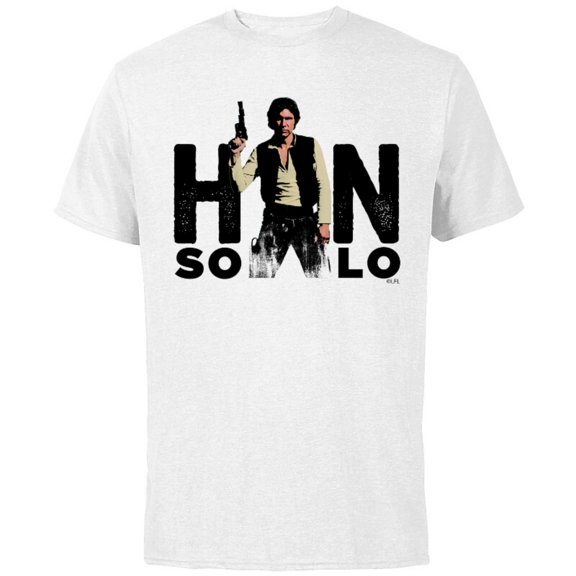 Star Wars Han Solo Letter Replacement Blaster - Short Sleeve Cotton T-Shirt for Adults - Customized-White