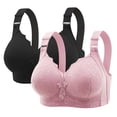 thumbnail image 1 of Kyusrd Full Coverage Bras For Women Adjustable Straps No Steel Ring Lace Pattern Gathering Comfort Push Up Breathable Bralette Bras Solid Color Comfortable Beauty Back Wireless Daily Bras 2pcs, 1 of 2