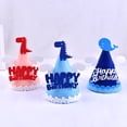 thumbnail image 4 of rygai Happy Birthday Hat Dinosaurs Whales Bright Color No Deformation Adorable Adult Children Birthday Felt Hat Party Supplies,Blue White, 4 of 8