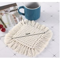 Coasters Woven Boho Handmade Absorbent Placemats, for Desk Table Kitchen Dining Room Drink Picnic Housewarming Home Decor Rattan Wicker(Squares)