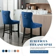 thumbnail image 3 of Paproos Upholstered Bar Stools Set of 2, Velvet Barstools with Tufted Back and Wood Legs, Modern Farmhouse Counter Height Bar Chairs with Chrome Nailhead Trim for Home Pub, Kitchen Island, Blue, 3 of 11