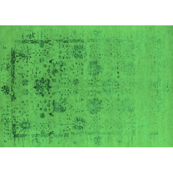 Ahgly Company Indoor Rectangle Oriental Green Industrial Area Rugs, 2' x 3'
