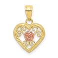 thumbnail image 1 of 10k Yellow and White Gold Two-tone Small Heart Charm Length 15mm, 1 of 2