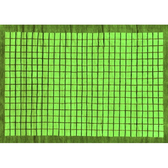 Ahgly Company Indoor Rectangle Checkered Green Modern Area Rugs, 2' x 3'