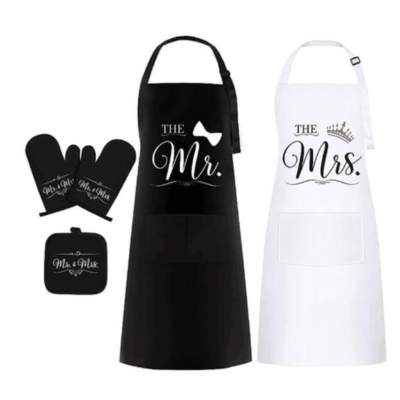 LQCrafK Mr and Mrs Aprons for Couples Gifts - Anniversary, Bridal Shower, Wedding, Engagement gifts for Couples, Gifts for Couple, His and Her Gifts, Kitchen Cooking Apron Gift Set