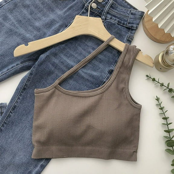 YWDJ Push up Bras for Women Closure in Back Sleep Bras No Wires Comfy Bras Wide Strap Half Cup Wrap Lounge Bras Padded Comfort Bras Solid Comfortable Bras Khaki One Size