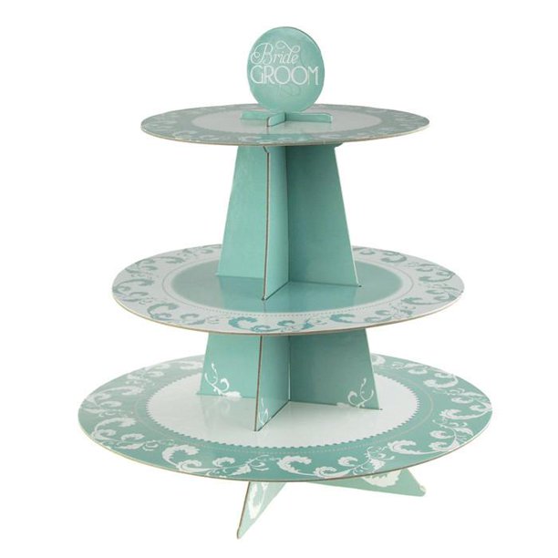 Wedding Cardboard Cupcake Stand, Aqua, 3Tier, 14Inch