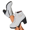 thumbnail image 6 of Women's Ankle Boots – Chunky Heel Lace Up Booties for Women Side Zipper Platform Lug Sole Round Toe Winter Fall Fashion Shoes, 6 of 6
