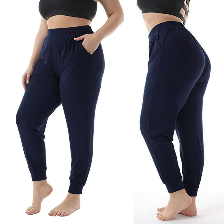 pgeraug leggings for women plus size pocket stretch beam long paragraph  pants for women navy 2xl 