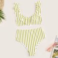 thumbnail image 1 of WREESH Bikini Rehausseur Rayé Taille Haute pour Femmes Ensemble Deux Pièces, 1 of 4