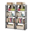 thumbnail image 1 of Étagère de Rangement Moderne Grise à 5 Niveaux à Double Rangée avec Acier Galvanisé et Manche en PP, Tissu Enduit Imperméable - Bibliothèque Polyvalente pour Chambre/salon, Organisateur de Livres pour Étudiants/enfants, Assemblage Facile, 1 of 6