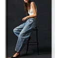 thumbnail image 2 of Womens Stretchy Mid Rise Barrel Jeans Vintage Loose Wide Leg Cropped Denim Pants Jeans, 2 of 7