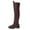 Coffee, variant on Lenago Winter Knee-High Boots for Women Chunky Block Boots with Side Zip Elastic Faux Leather Boots for Women Dress Boots Biker Motorcycle Riding Boots
