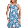 thumbnail image 1 of Balery happy baby axolotls Vestidos de verano para mujer con estampado: vestido holgado sin mangas, vestido playero informal y cómodo para días calurosos., 1 of 7