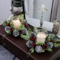 thumbnail image 6 of Christmas Candle Wreath 7.87"x7.87"x2.36" Festive Table Centerpiece with Pinecones Red Flowers Greenery,Romantic Holiday Home Decor for Dining Table Entryway Living Room Seasonal Decorations_Green, 6 of 6
