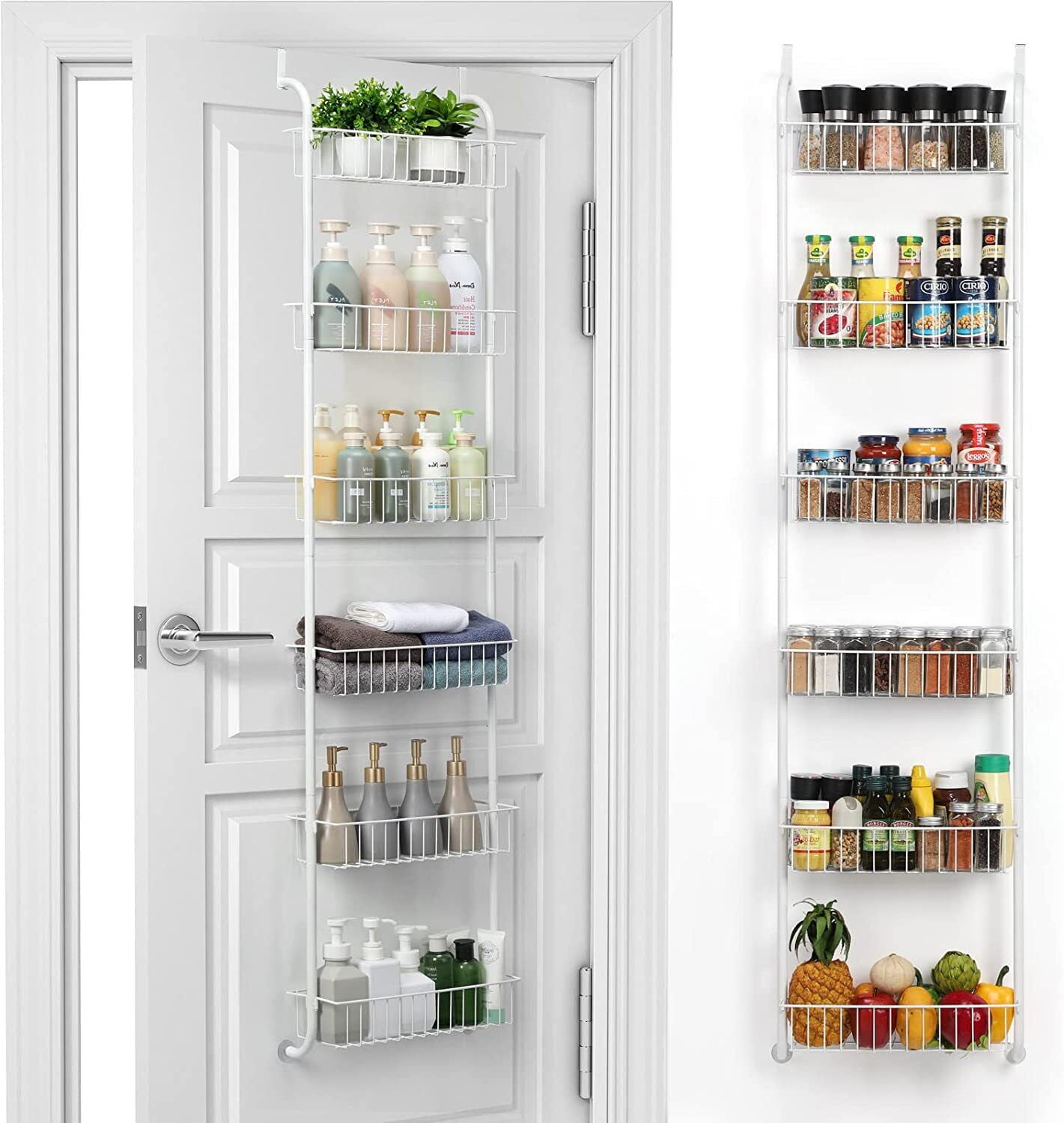 6-Tier Over The Door Pantry Organizer Rack Heavy-Duty Hanging Shelf ...