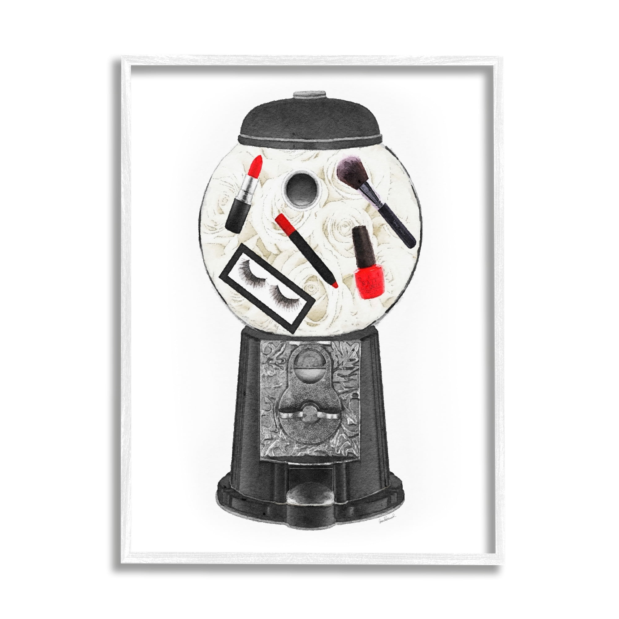 Stupell Industries Vintage Style Candy Dispenser Glam Makeup Cosmetics Framed Wall Art, 11 x 14, Design by Amanda Greenwood