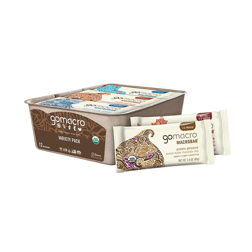 GoMacro MacroBar Organic Vegan Protein Bars Variety Pack (2.02.4