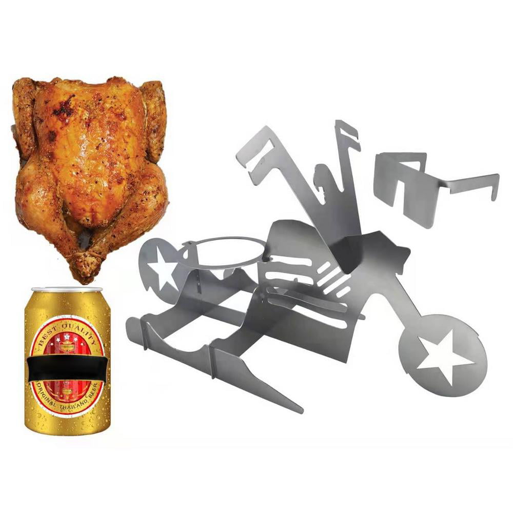 Portable Stainless Steel Chicken Stand Beer American Motorcycle BBQ Rack Tools