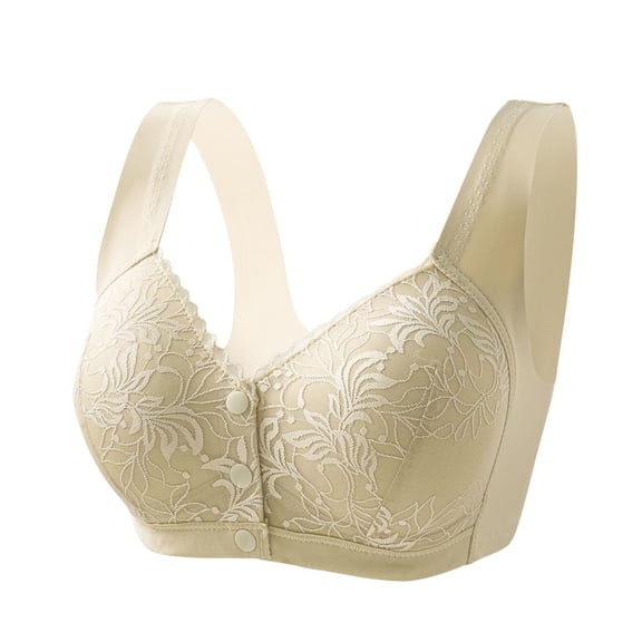 Aofany Plus Size Wirefree Bras for Women, Push Up Front Closure Bras for Women, Comfortable No Underwire Solid Color Bra for Women 36B/C-46B/C