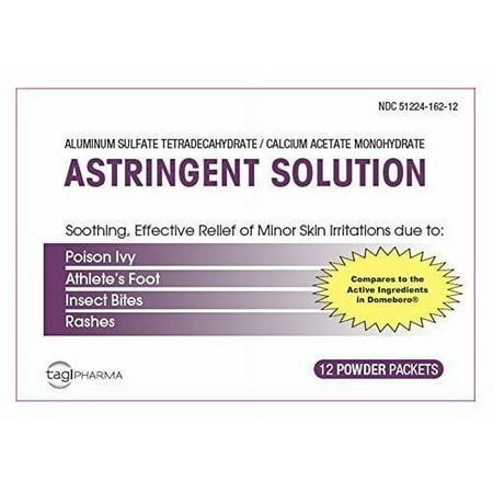 2 Pack Aluminum Sulfate Astringent Solution for Skin Irritation 12 Powder Packs Each