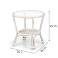 thumbnail image 5 of Leo Round Coffee Table w/ Glass Top Natural Rattan Wicker ECO Handmade, White Wash, 5 of 7