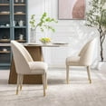 thumbnail image 3 of Tabaray Modern Dining Chairs Set of 2, Velvet Accent Chair Set of 2, Comfy Upholstered Side Chair with Gold Legs for Dining Room, Kitchen, Living Room, Bedroom, Waiting Room, Small Spaces, Beige, 3 of 17