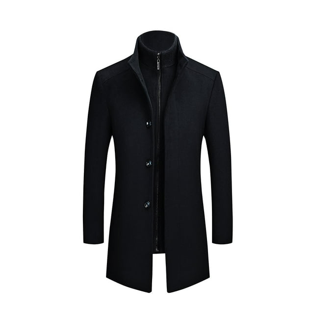 Navy Warm Basic Brunch for Mens Fall Winter High Neck Long Trench Coat Man Button 2025 Clothes Country Concert Y2K 4XL