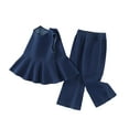 thumbnail image 2 of Antinious Toddler Girls Round Neck Tank Top Outfit Solid Denim Sleeveless Tops with Flared Pants, 2 of 5