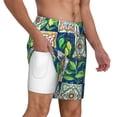 thumbnail image 2 of Sigee Lemon and Leaves Print Mens Swim Trunks with Compression Liner Quick Dry Swim Stretch Beach Shorts with Pockets,S-3XL, 2 of 7