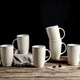 thumbnail image 3 of AmorArc Extra Large Coffee Mugs Set of 6, 20oz Ceramic Tall Coffee Mugs Set with Textured Geometric Patterns for Coffee/Tea/Beer/Hot Cocoa, Dishwasher & Microwave Safe,Beige, 3 of 8