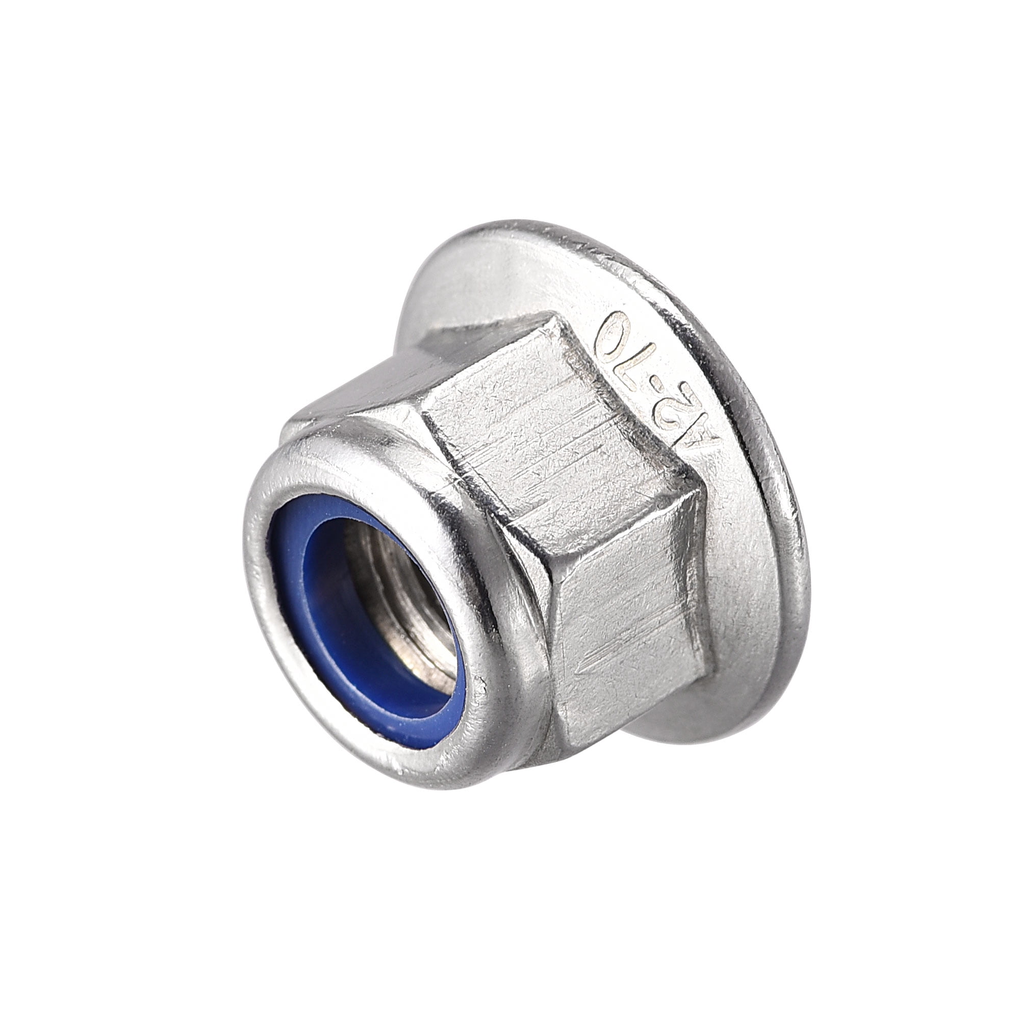 Uxcell M10 Nylon Insert Hex Lock Nuts with Flange, 304 Stainless Steel, Plain Finish, 10 Pack