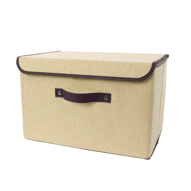 Foldable Fabric Storage Bin Box Cube W, Faux Leather Storage Bins With Lid