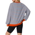 thumbnail image 6 of Cueply Sweatshirt for Women Oversized Striped Long Sleeve Crew Neck Casual Loose Pullover Sweaters Tops, 6 of 7