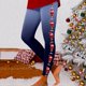 thumbnail image 4 of Gibobby Pantalones de yoga Leggings para mujer Leggings de entrenamiento Pantalones de bloque de color con estampado navideño Leggings elásticos(Azul,M), 4 of 5