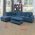 thumbnail image 2 of Blue Flannel 3-Piece Couch Living Room Sofa Set, 2 of 5