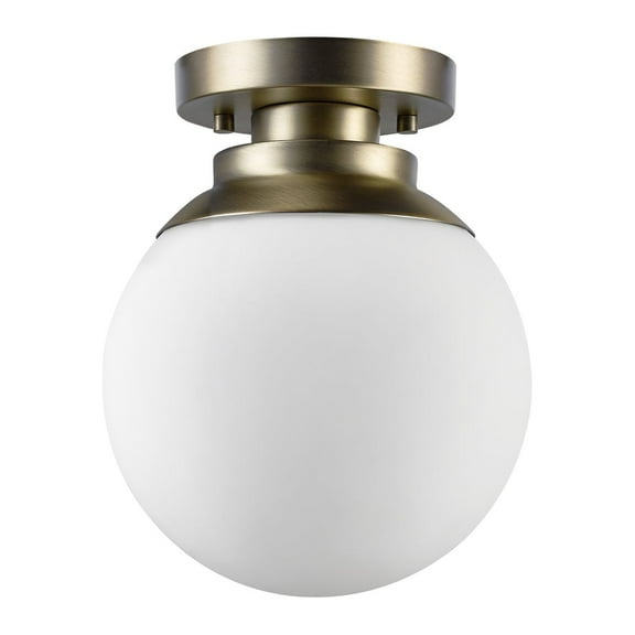 Globe Electric Portland 1-Light Brass Semi-Flush Mount Ceiling Light, 65792