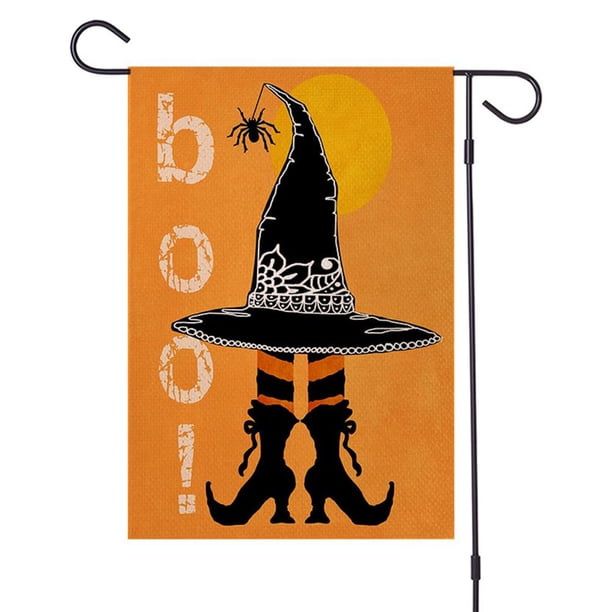 Jardín De Halloween Bandera De Vacaciones De Lino De Doble Cara Decoración De Patio Para Vallas Paredes De Ventanas Inevent HA041436-05