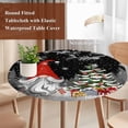 thumbnail image 6 of Black Red Christmas Fitted Tablecloth with Elastic Edged, Round Table Cloth for Dining Table, Gnomes Xmas Tree Snowflake Winter Gifts Waterproof Oil Proof Table Cover for Indoor Outdoor 55"-60", 6 of 9