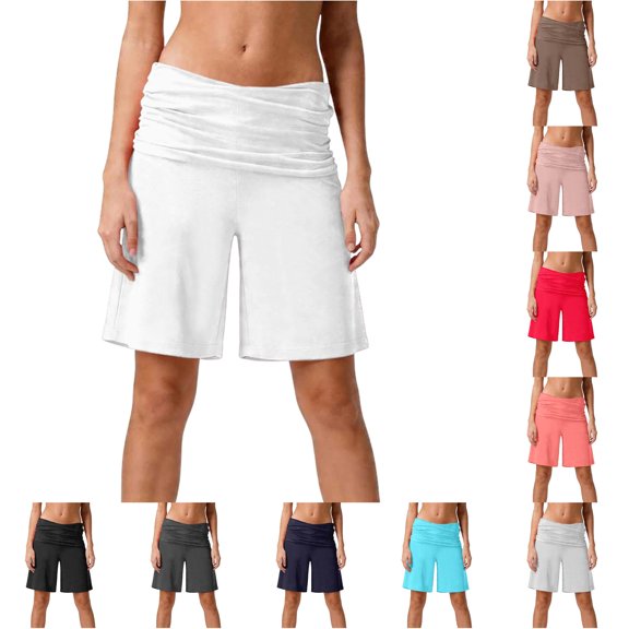 Afdoent Shorts For Women Lightweight Solid Color Summer Yoga Shorts For Casual Wear And Fitness Beach Vacation Shorts