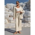 thumbnail image 4 of Women'S Summer Long Suit Two-Piece Shirt Top Trousers Casual Beach Vacation Two-Piece Sportswear  S, 4 of 8