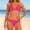 c01Pink, variant on Hduncf Women's Triangle Ruched Bikini Set Solid Color Two Piece Swimsuit Halter Bathing Suit Blue XXL