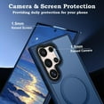 thumbnail image 2 of For Samsung S22 Ultra Magnetic Case, [Compatible With Magsafe] Military Grade Protective Slim Translucent Matte Skin Smooth Phone Case For Samsung S22 Ultra 5G Cover,Blue[L2213], 2 of 5