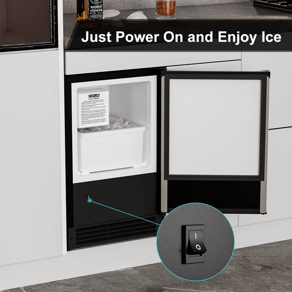 OUBID 15"W Drainless Under Counter Ice Maker, 22 lbs Storage Bin, Crescent Ice, Built-In/Freestanding Ice Maker, No Drain Required, ETL Certified, for Residential & Commercial Use