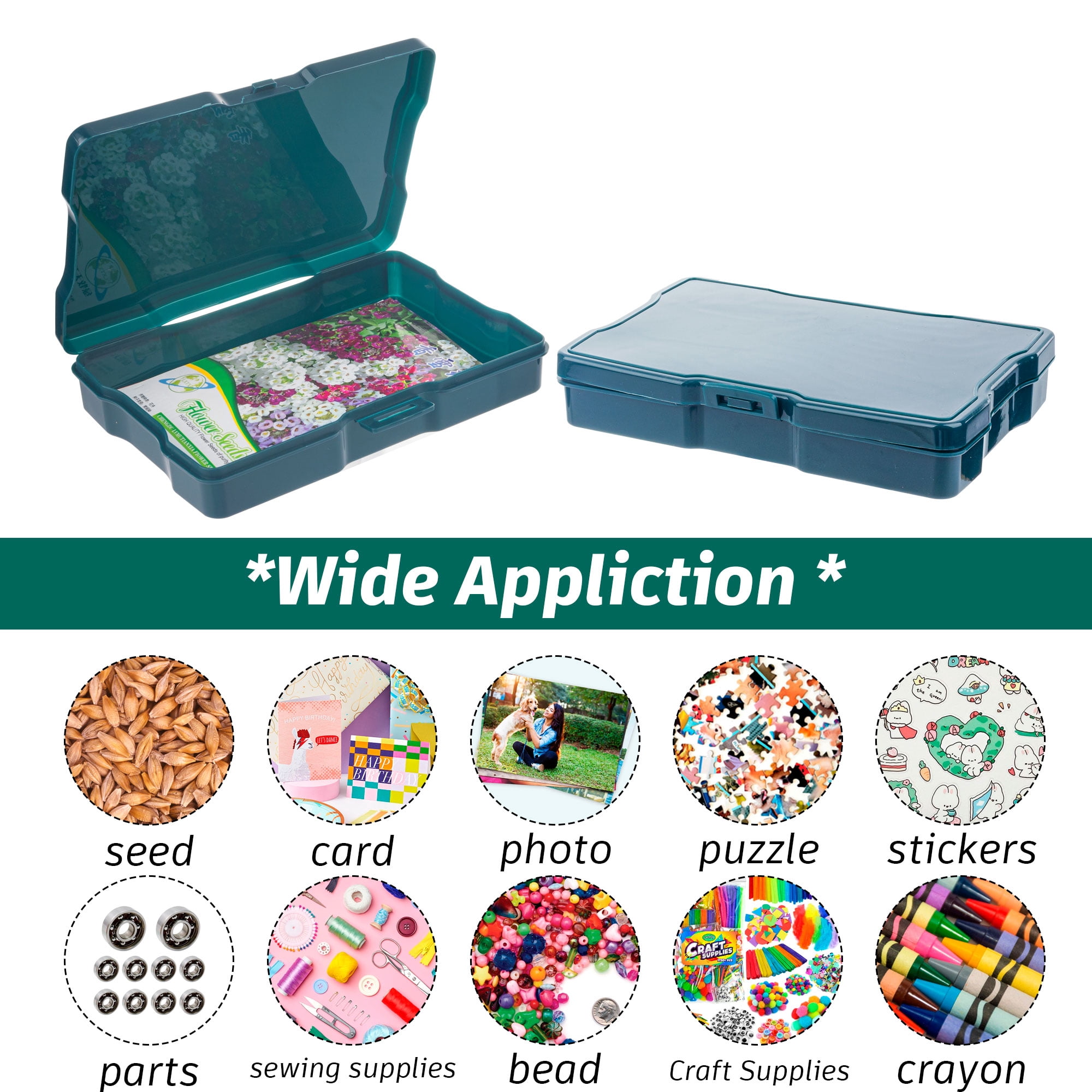 WRVCSS  Dark Green Seed Storage Box With 16 pcs 4" x 6" cases,Seed Organizer,Photo Storage Box For pictures