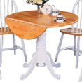 thumbnail image 1 of Coaster Damen Round Pedestal Drop Leaf Dining Table in Natural and White, 1 of 2