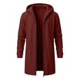 thumbnail image 6 of FSYBOA Men's Zipper Hoodies, Long Sleeve Casual Winter Loose Fit Long Hooded Jackets Wine Size L, 6 of 6