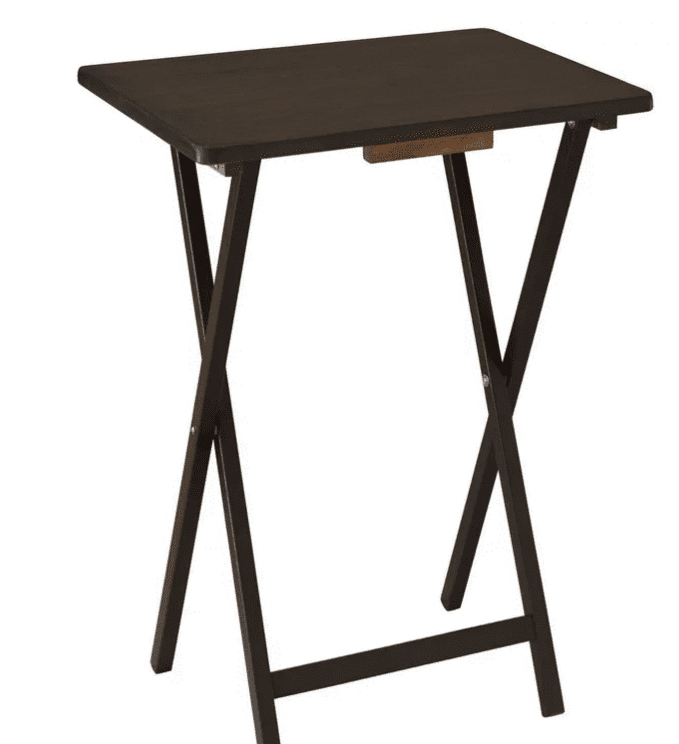 Mainstays Indoor Folding Table Set of 4 in Walnut L19 x W15 x H26 inches. 4 Tables+1 Rack Stand. - image 5 of 5