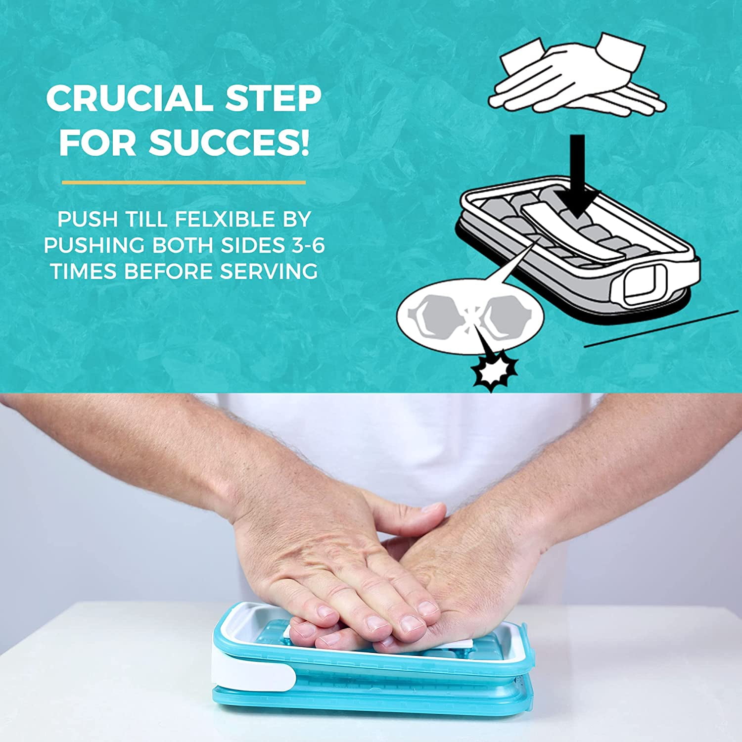 2.0 Ice Cube Tray with Lid - 18 Cubes Per Unit, Sanitary Silicone Freezer Molds, Space Saving Design,  & Dishwasher Safe
